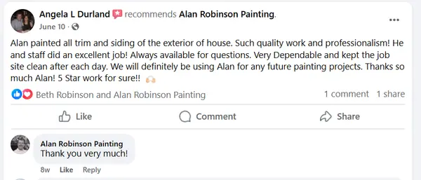 Verified five-star review for Alan Robinson Painting — screenshot 4